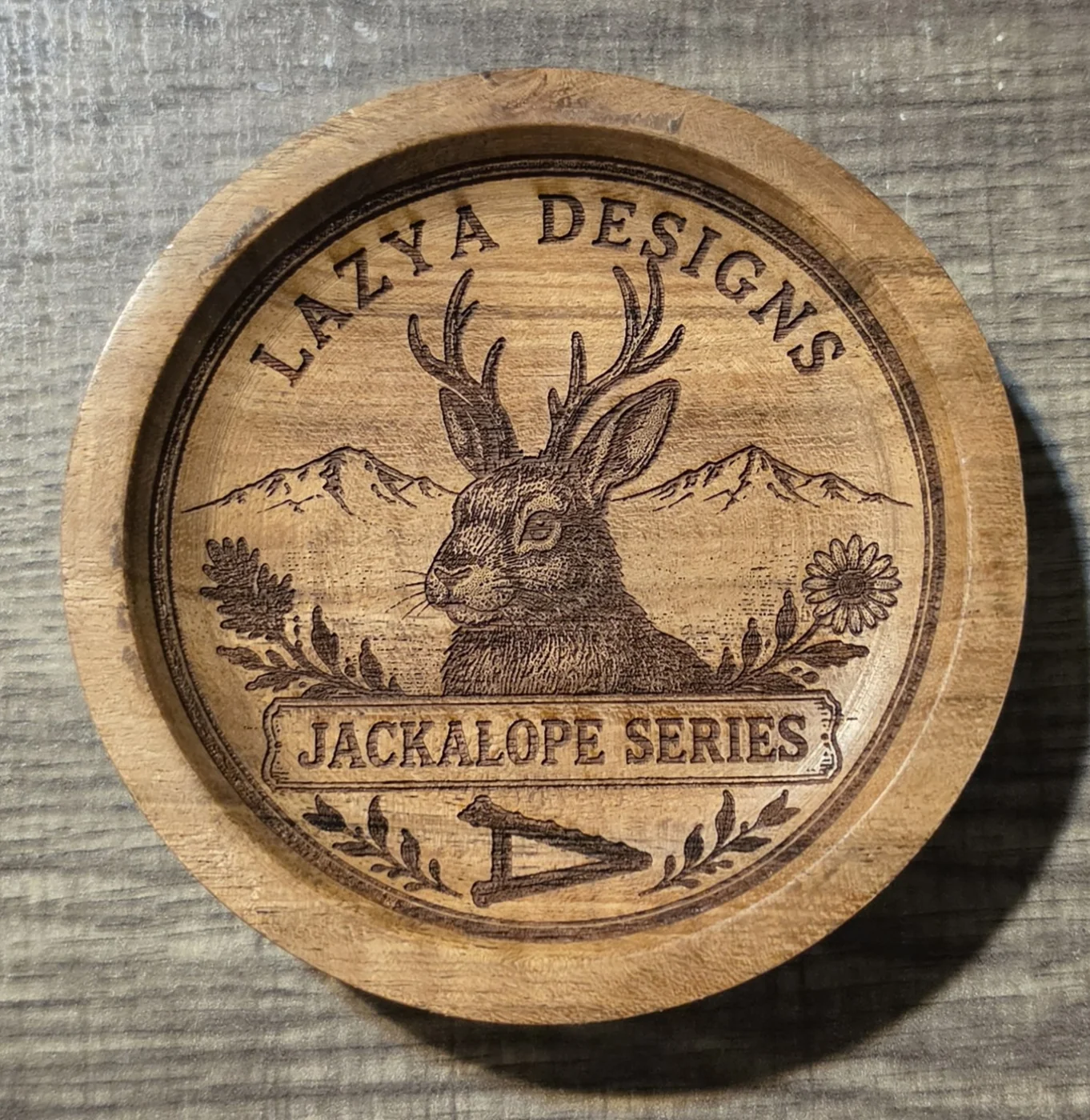 Jackalope wood engraving